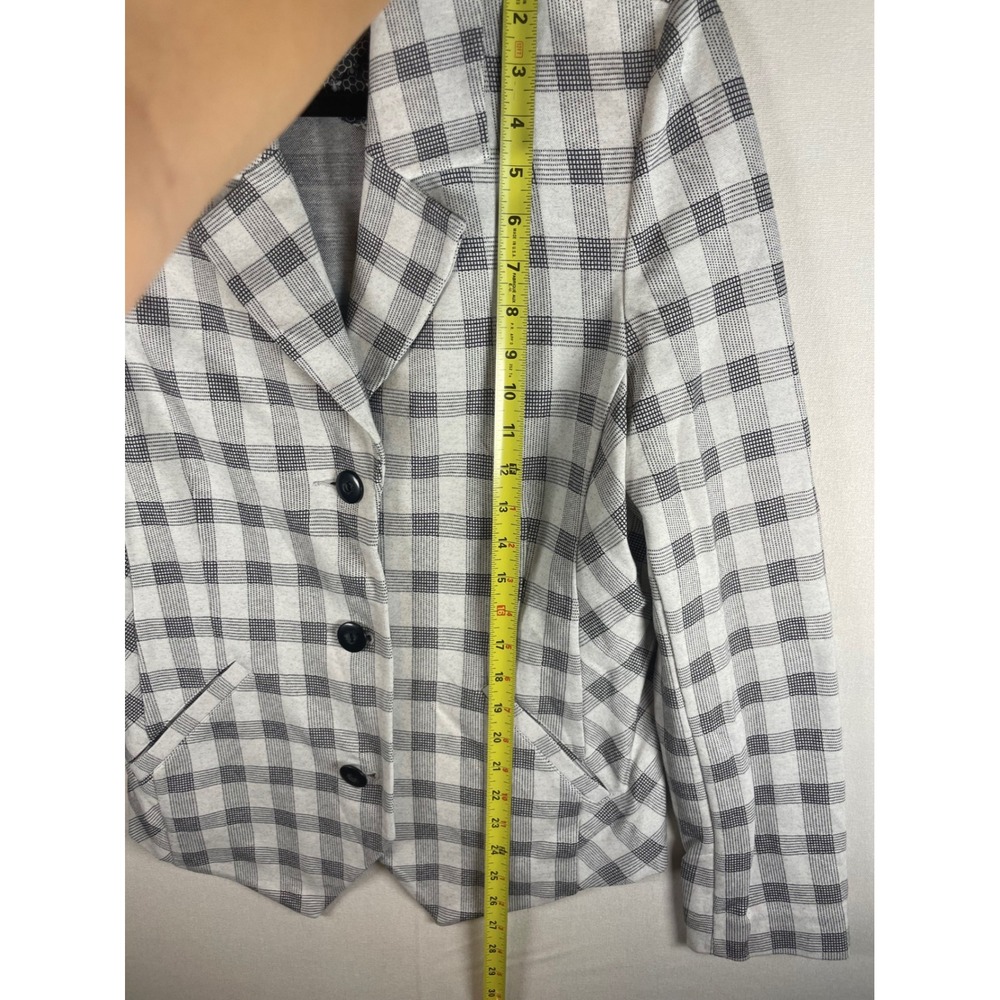 Cabi Womens Grey White Plaid Knit Blazer Jacket Size 10 Notched Lapel G93 - Picture 5 of 7